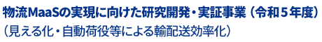 物流MaaSの実現に向けた研究開発・実証事業